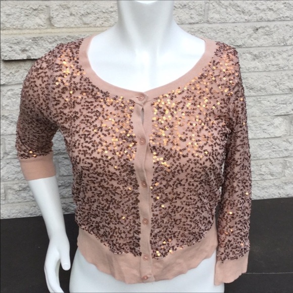 NWT American Eagle Copper Pink Sequin Cardigan - Picture 3 of 5